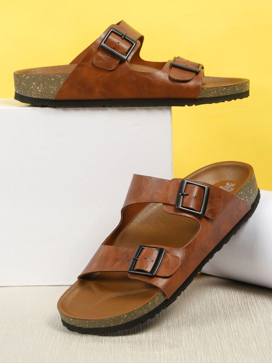 Roadster Men Dual Strap Buckle Slip-On Slippers