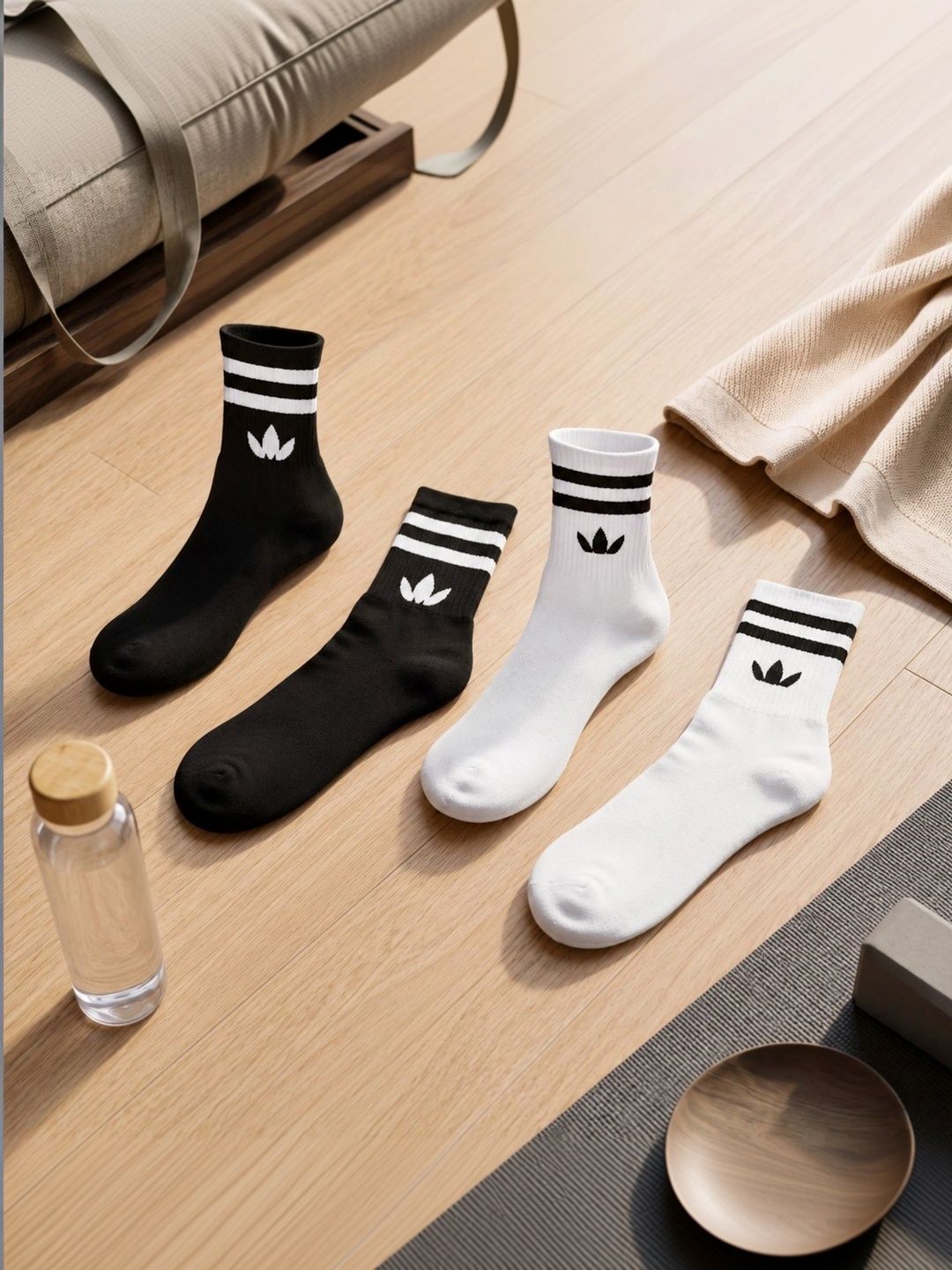 SWAZ Men Pack of 2 Cotton Assorted Striped Above Ankle Socks