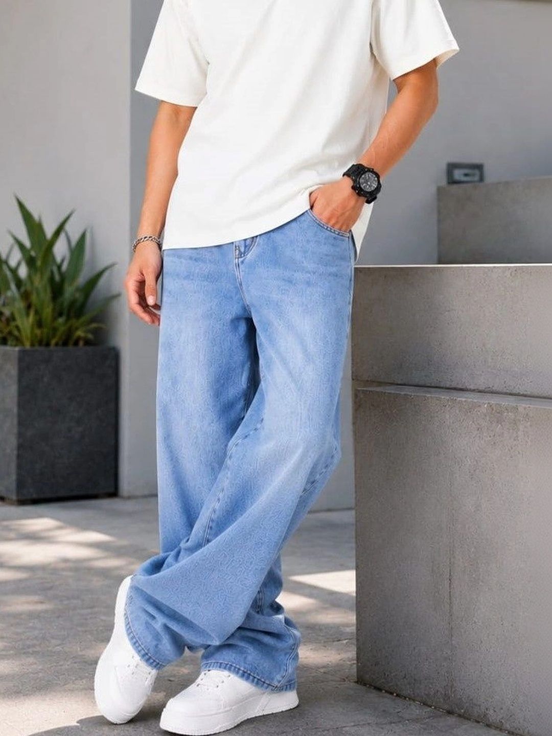 PINKLIT Men Straight Fit Mid-Rise Light Fade Jeans