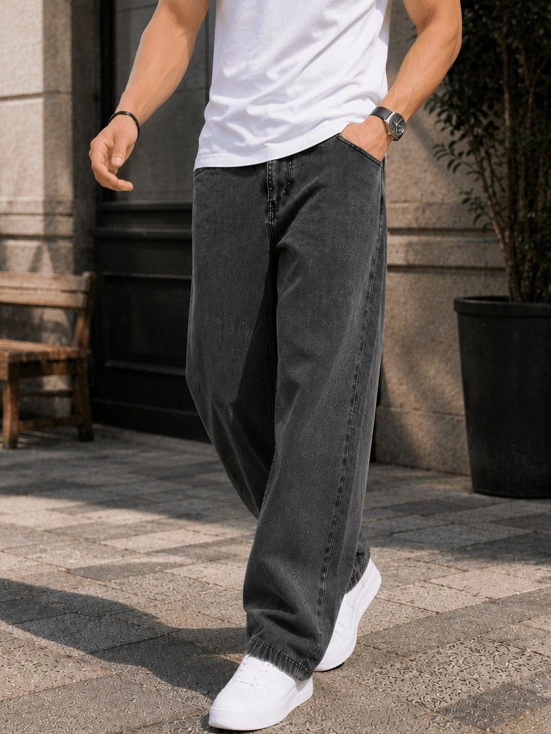 DENIM LIFE Men Classic Straight Fit Mid-Rise Stretchable Jeans