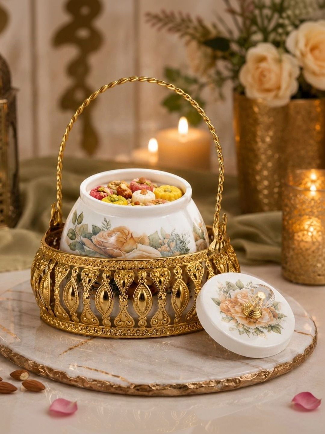 AMAZE CRAFT IMPEX Gold-Toned 2026 Cast Iron Serving Tray