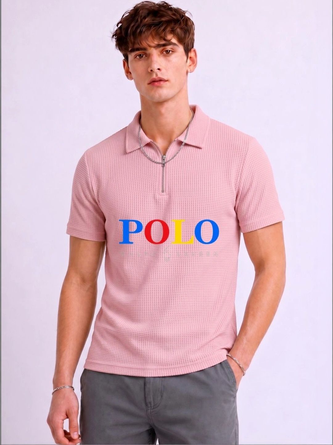 Mobox Men Brand Logo Polo Collar T-shirt