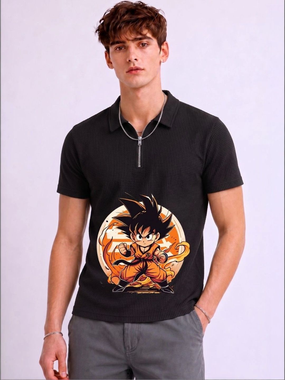 Mobox Men Graphic Printed Polo Collar Short Sleeves T-shirt