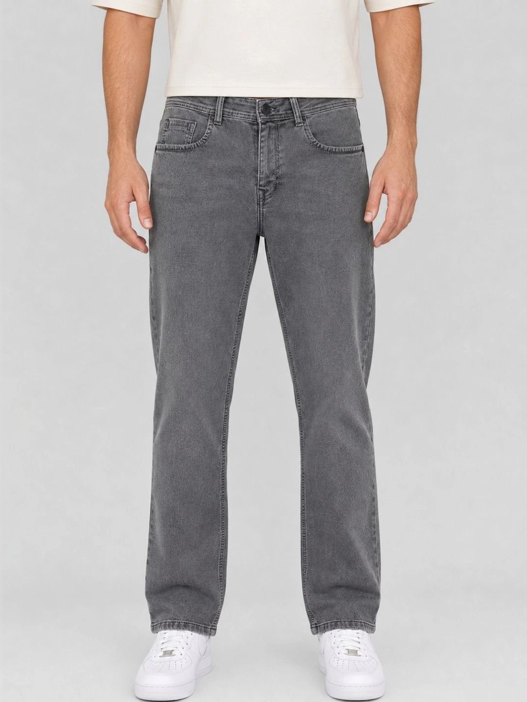 Kyber Men Jean Straight Fit Mid-Rise Light Fade Stretchable Jeans