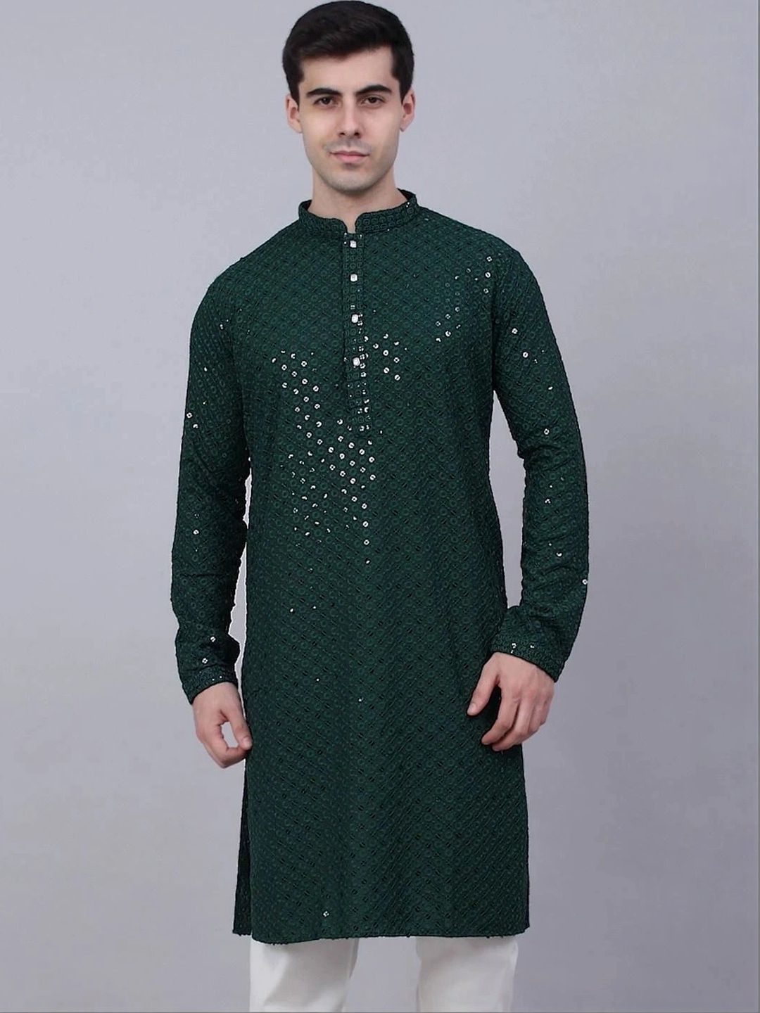 Moda Rapido Men Ethnic Motifs Embellished Sequinned Handloom Kurta