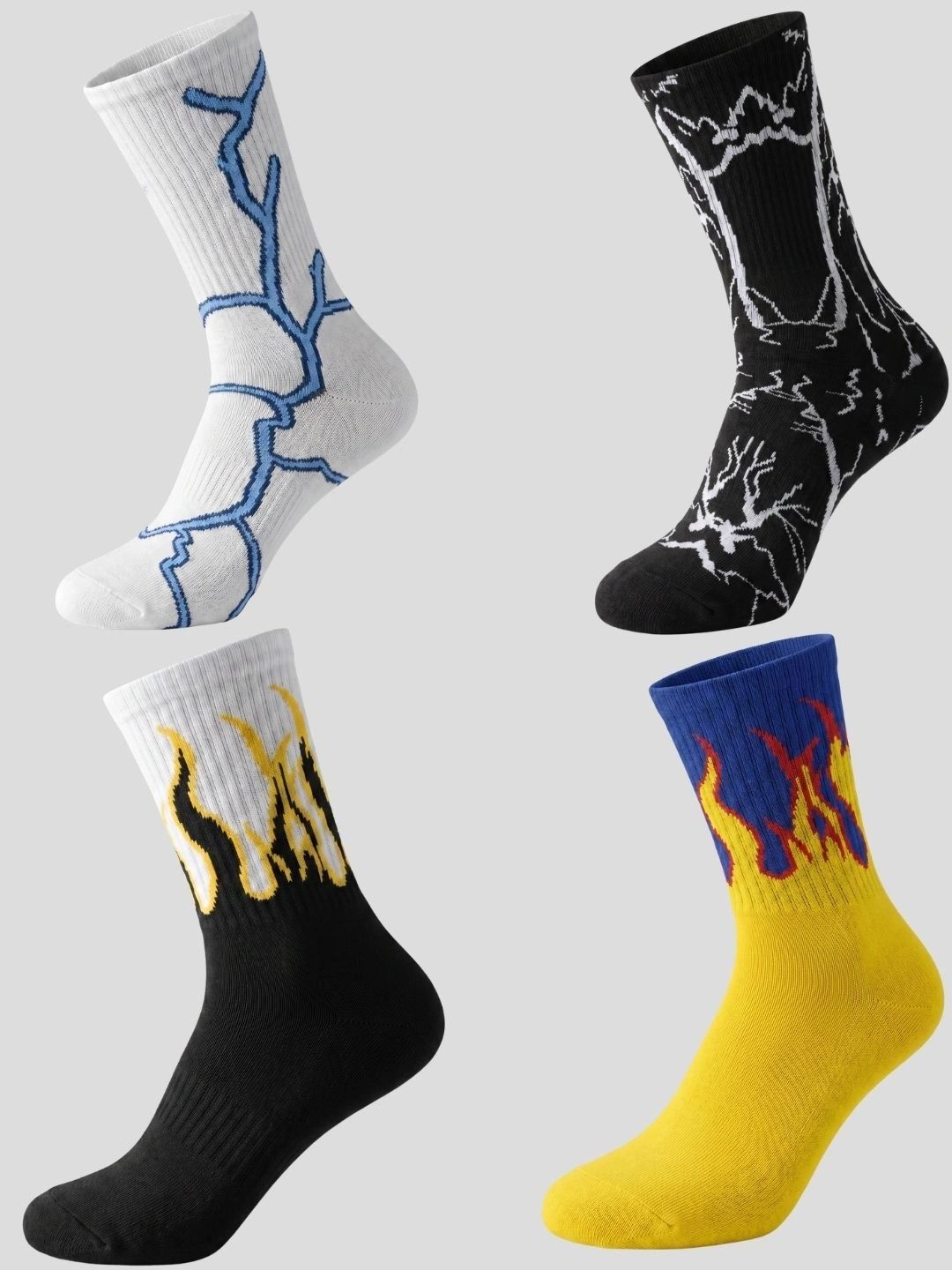 Moda Rapido Men Pack of 4 Cotton Blend Patterned Calf Length Socks