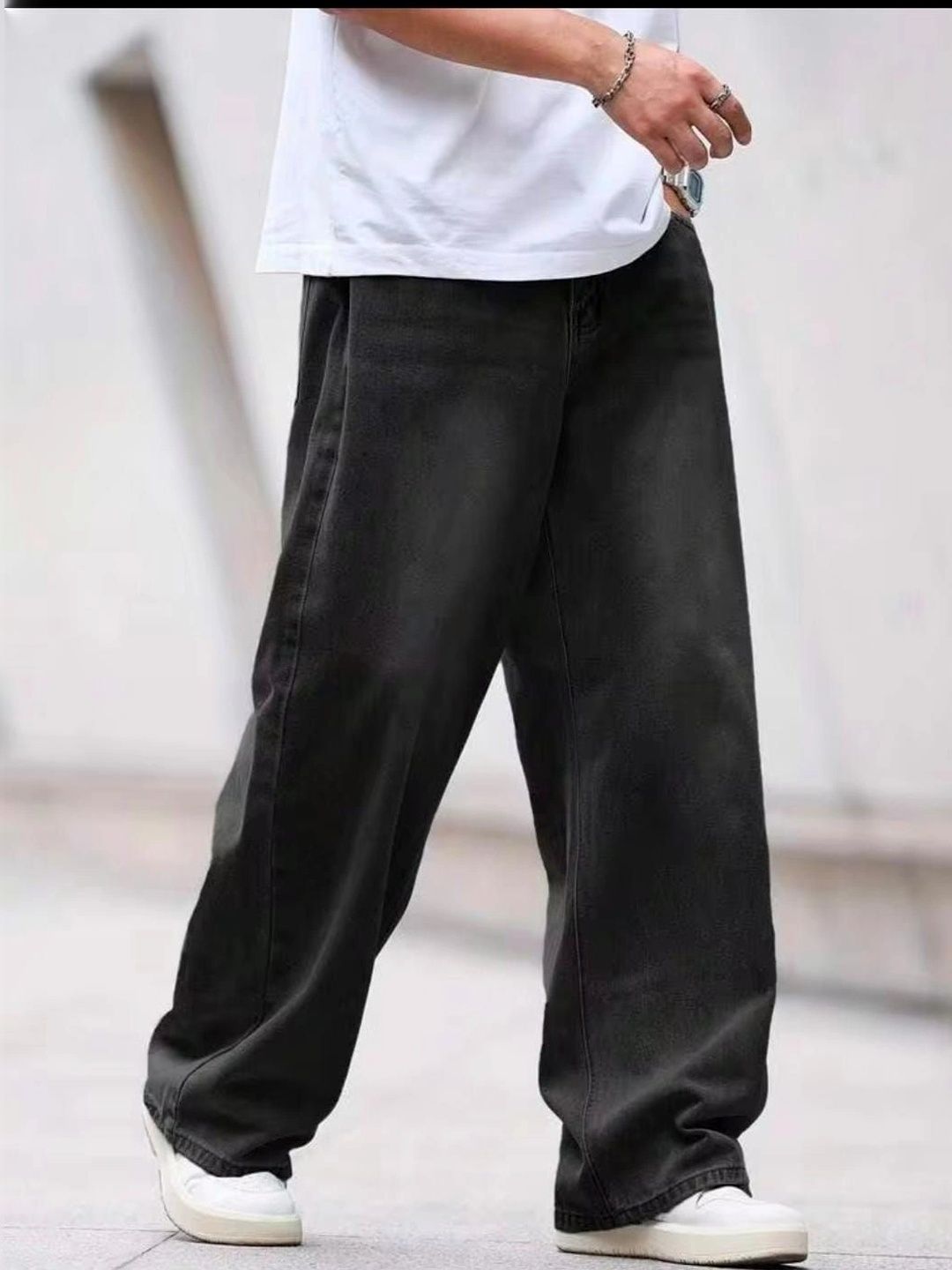 SOULNITY Men Wide Leg High-Rise Jeans