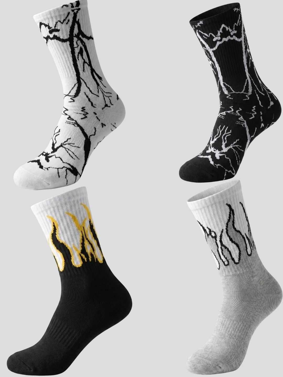 Moda Rapido Men Pack of 4 Cotton Blend Patterned Calf Length Socks