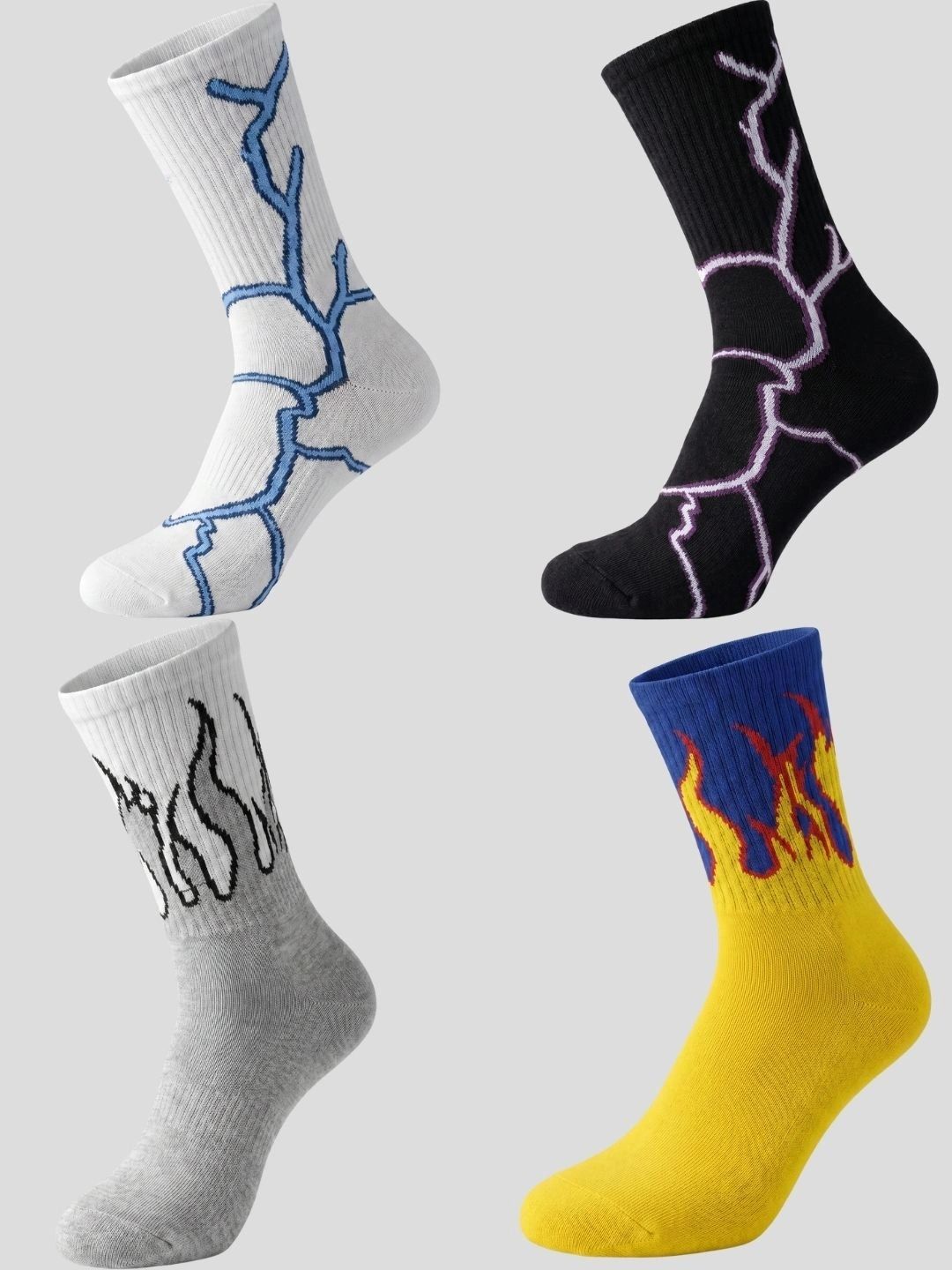 Moda Rapido Men Pack of 4 Cotton Blend Patterned Above Ankle Socks