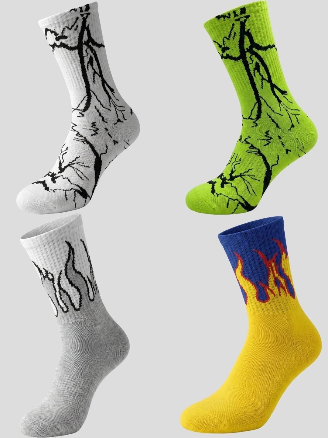 Moda Rapido Men Pack of 4 Cotton Blend Patterned Calf Length Socks