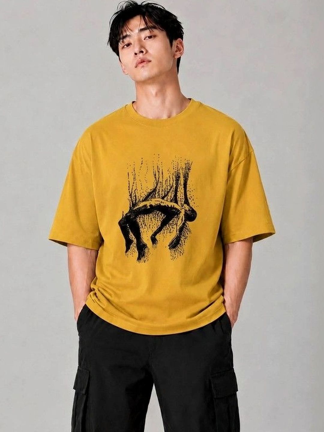 9TUNKI Men Printed Pure Cotton T-shirt