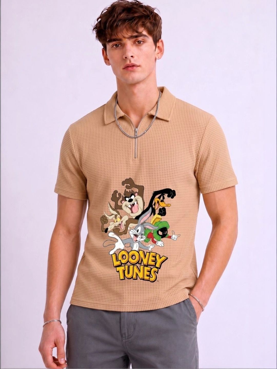 Mobox Men Looney Tunes Polo Collar T-shirt