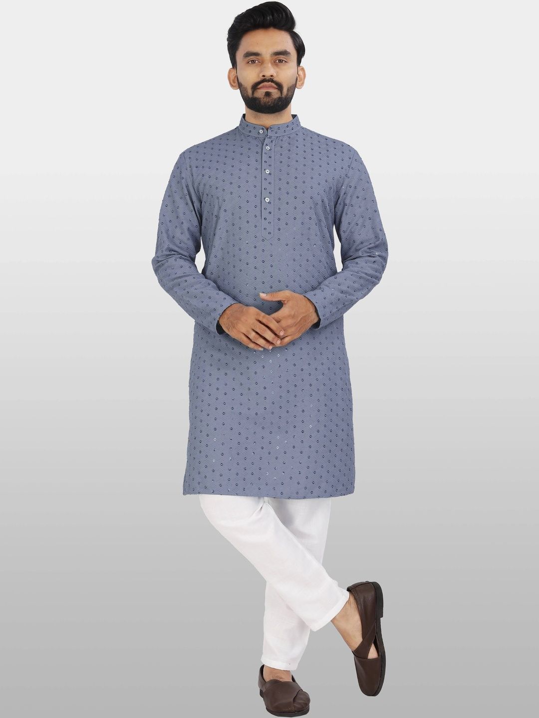 Moda Rapido Men Embellished Sequinned Handloom Kurta