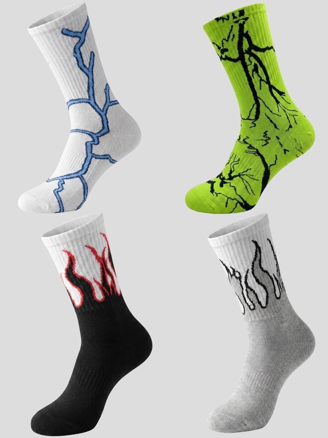 Moda Rapido Men Pack of 4 Cotton Blend Patterned Calf Length Socks