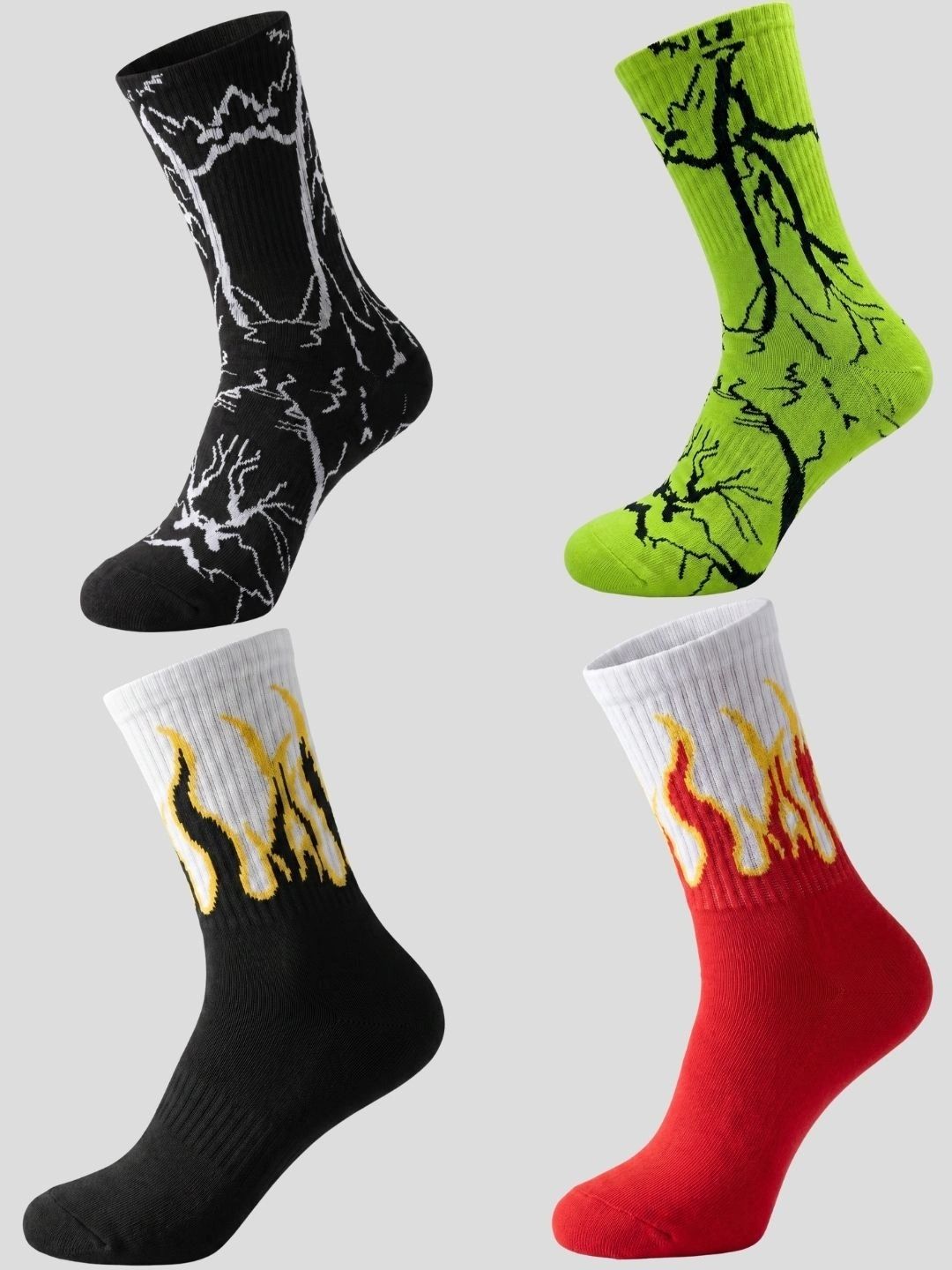 Moda Rapido Men Pack of 4 Cotton Blend Patterned Calf Length Socks