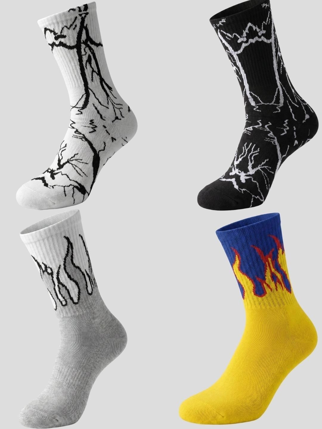 Moda Rapido Men Pack of 4 Cotton Blend Patterned Calf Length Socks