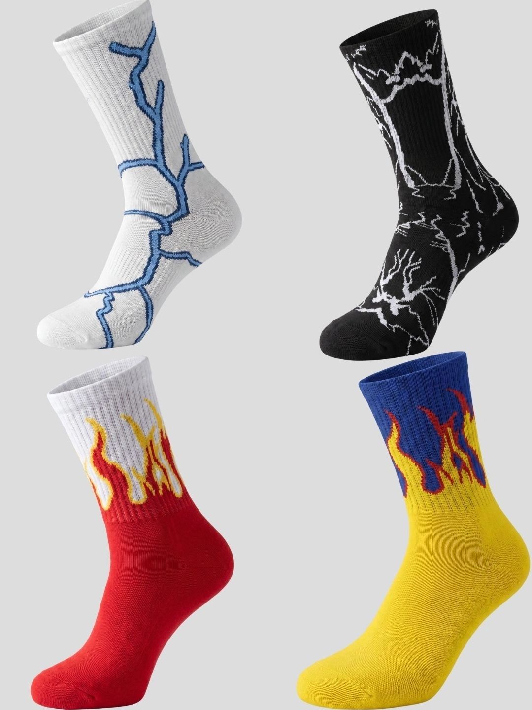 Moda Rapido Men Pack of 4 Cotton Blend Patterned Above Ankle Socks