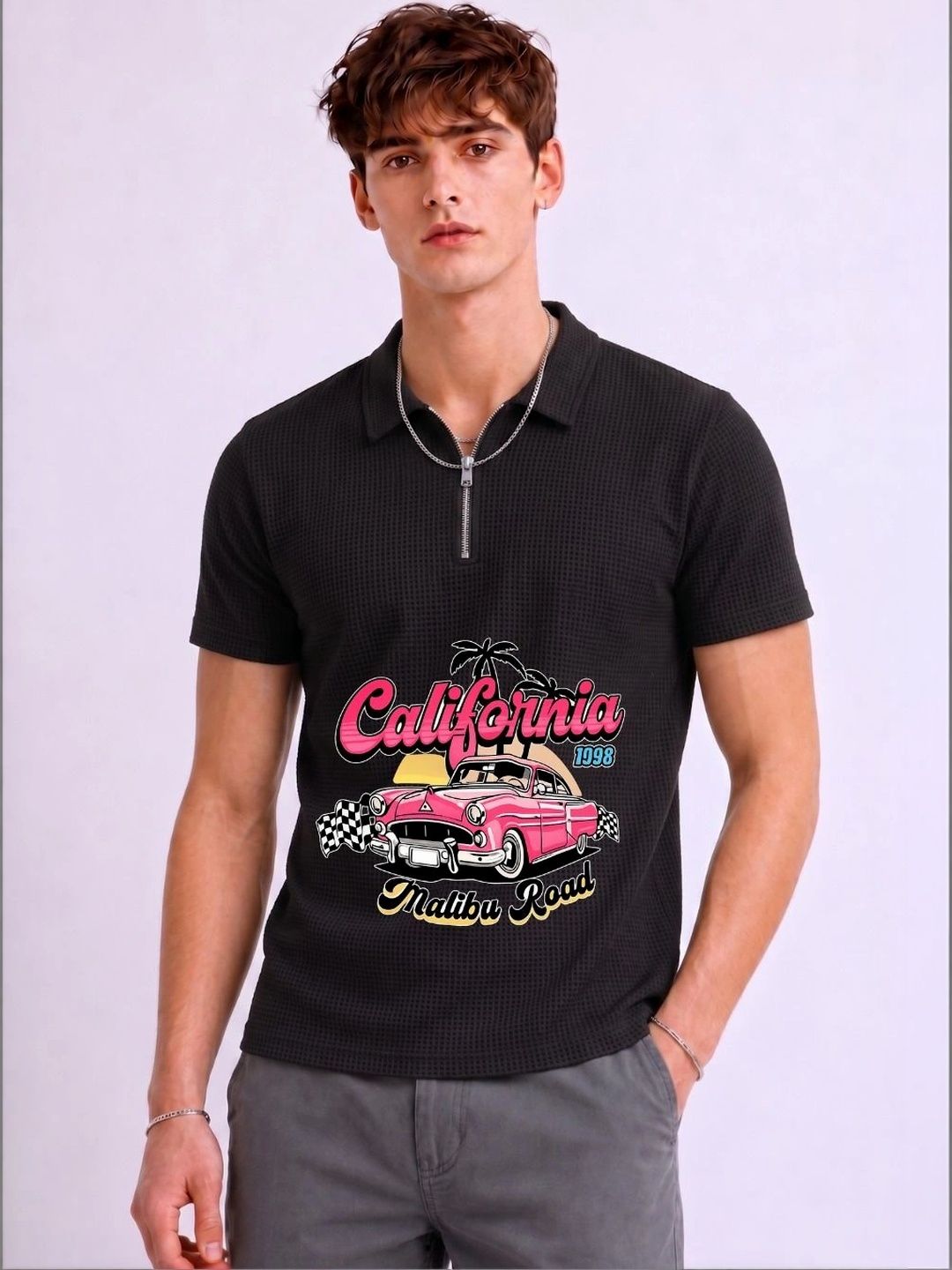 Mobox Men Printed Polo Collar T-shirt