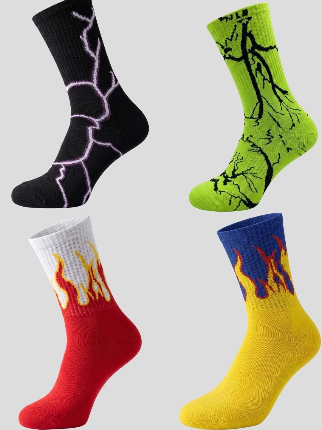 Moda Rapido Men Pack of 4 Cotton Blend Patterned Calf Length Socks