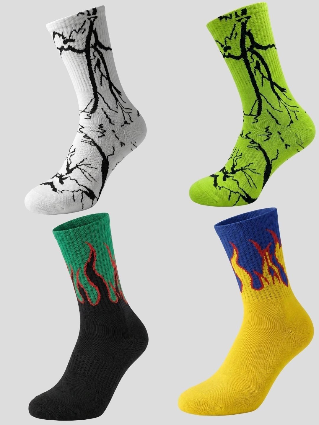 Moda Rapido Men Pack of 4 Cotton Blend Patterned Calf Length Socks
