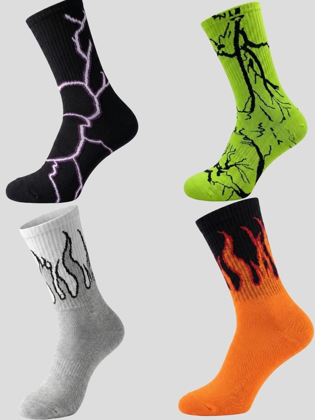 Moda Rapido Men Pack of 4 Cotton Blend Patterned Calf Length Socks