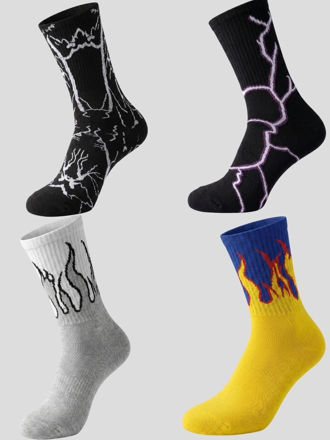 Moda Rapido Men Pack of 4 Cotton Blend Patterned Calf Length Socks