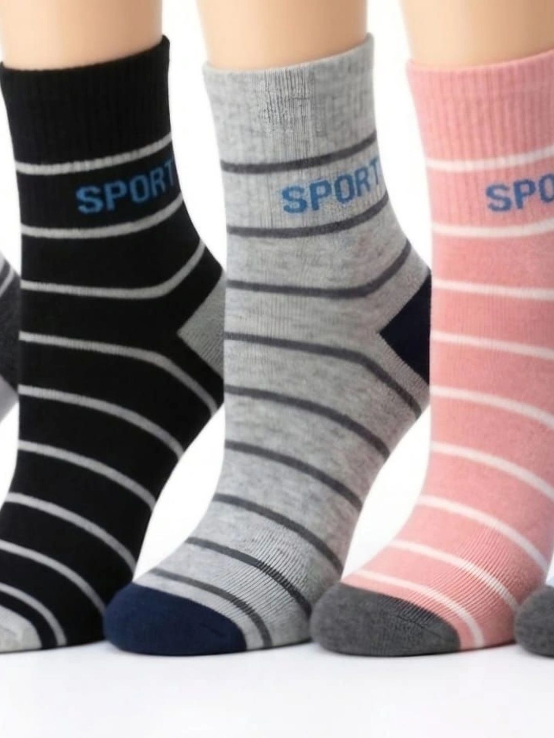 SOKSI Men Cotton Striped Above Ankle Socks