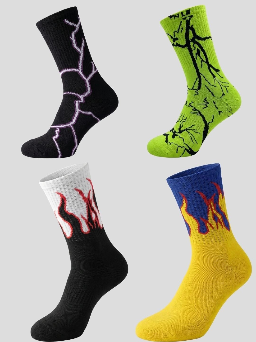 Moda Rapido Men Pack of 4 Cotton Blend Patterned Calf Length Socks