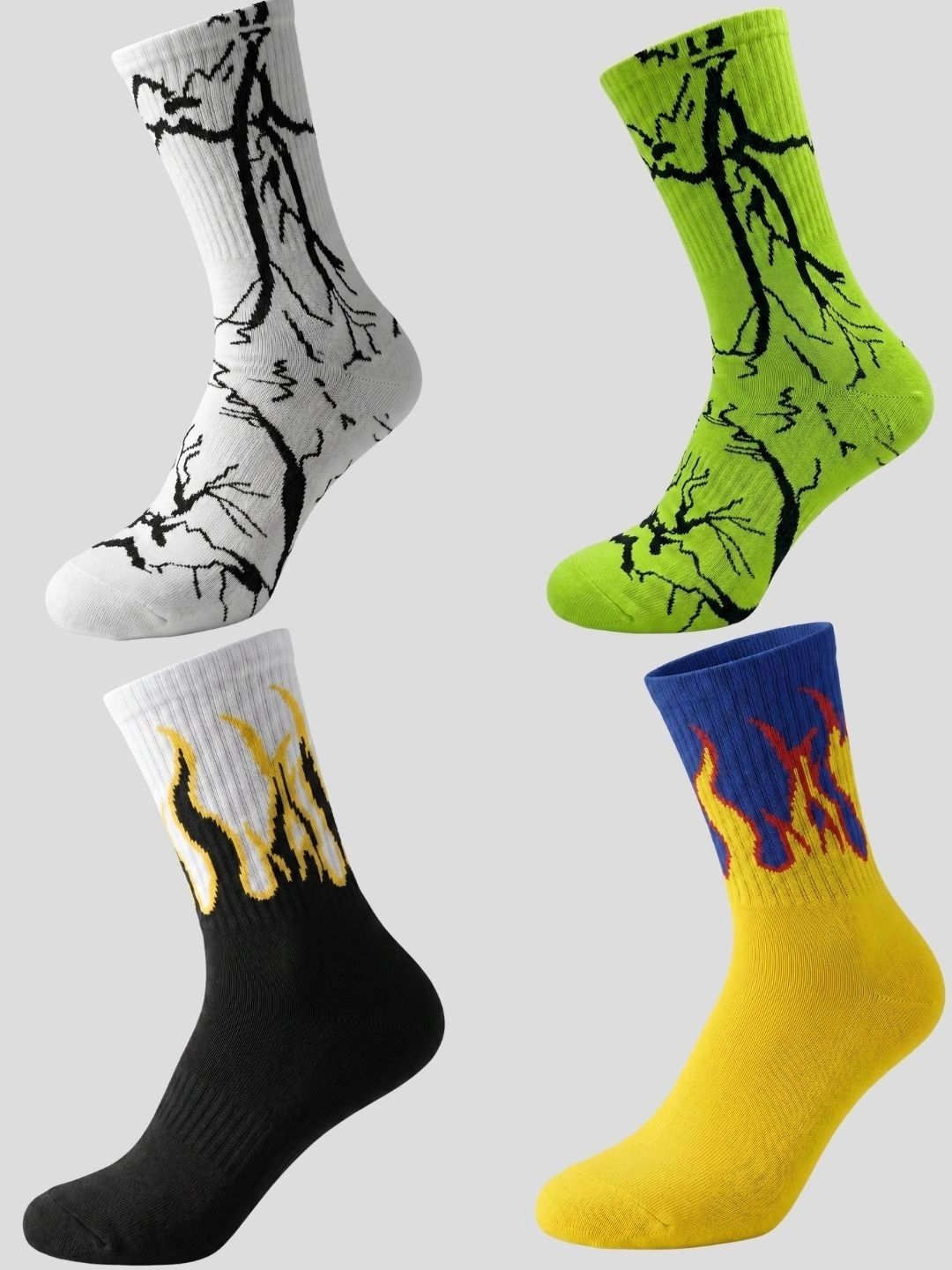 Moda Rapido Men Pack of 4 Cotton Blend Patterned Calf Length Socks