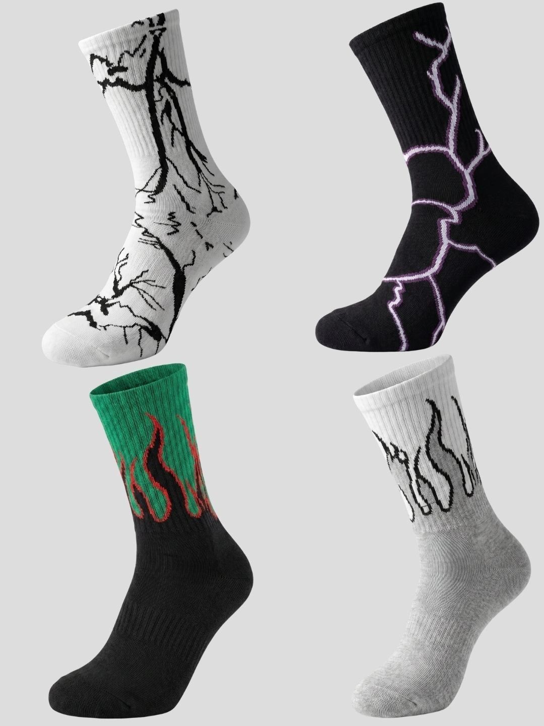 Moda Rapido Men Pack of 4 Cotton Blend Patterned Calf Length Socks