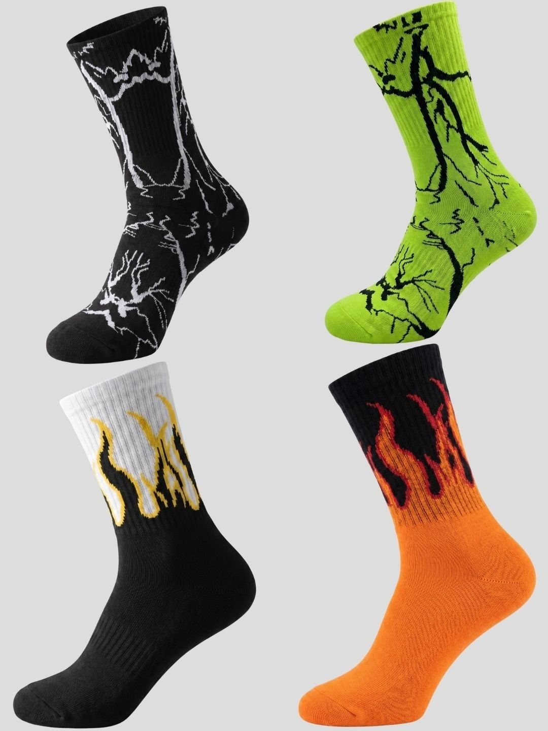 Moda Rapido Men Pack of 4 Cotton Blend Patterned Calf Length Socks