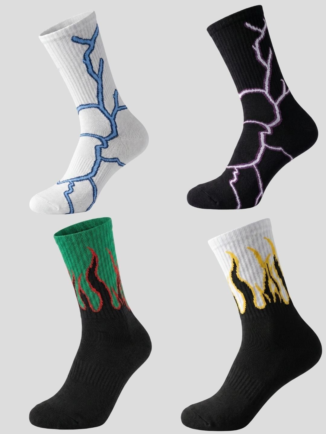 Moda Rapido Men Pack of 4 Cotton Blend Patterned Calf Length Socks
