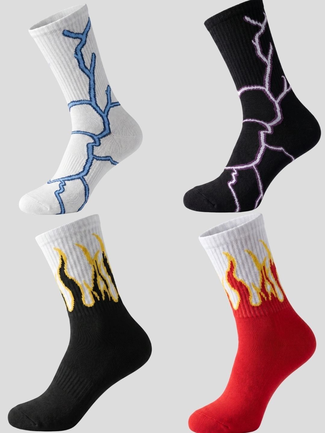 Moda Rapido Men Pack of 4 Cotton Blend Patterned Calf Length Socks
