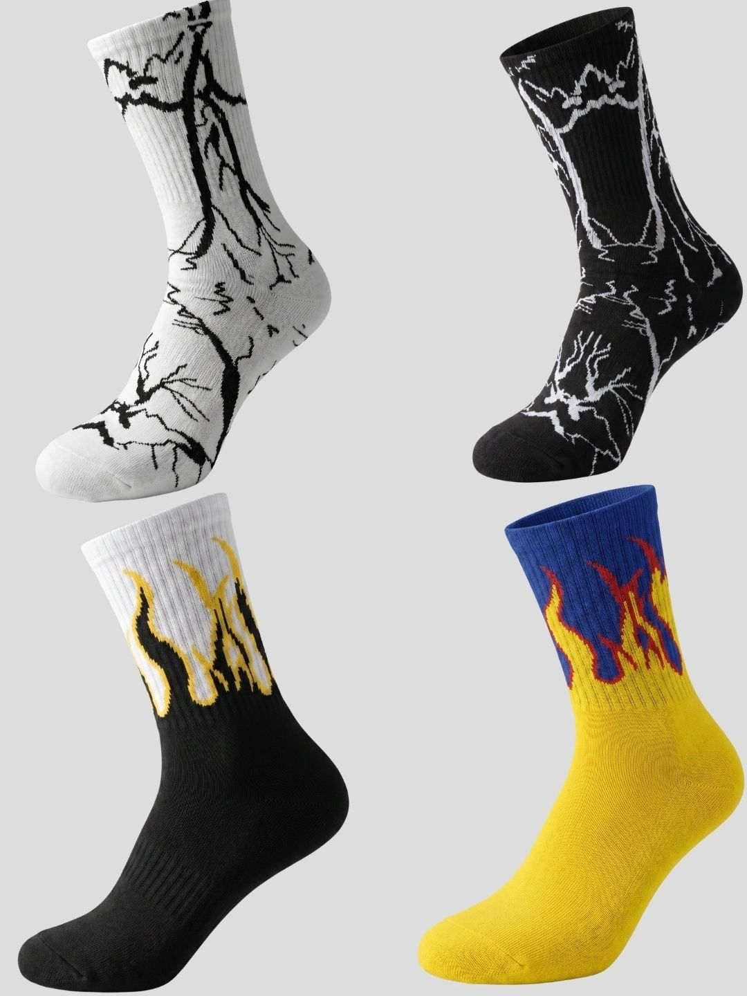 Moda Rapido Men Pack of 4 Cotton Blend Patterned Above Ankle Socks