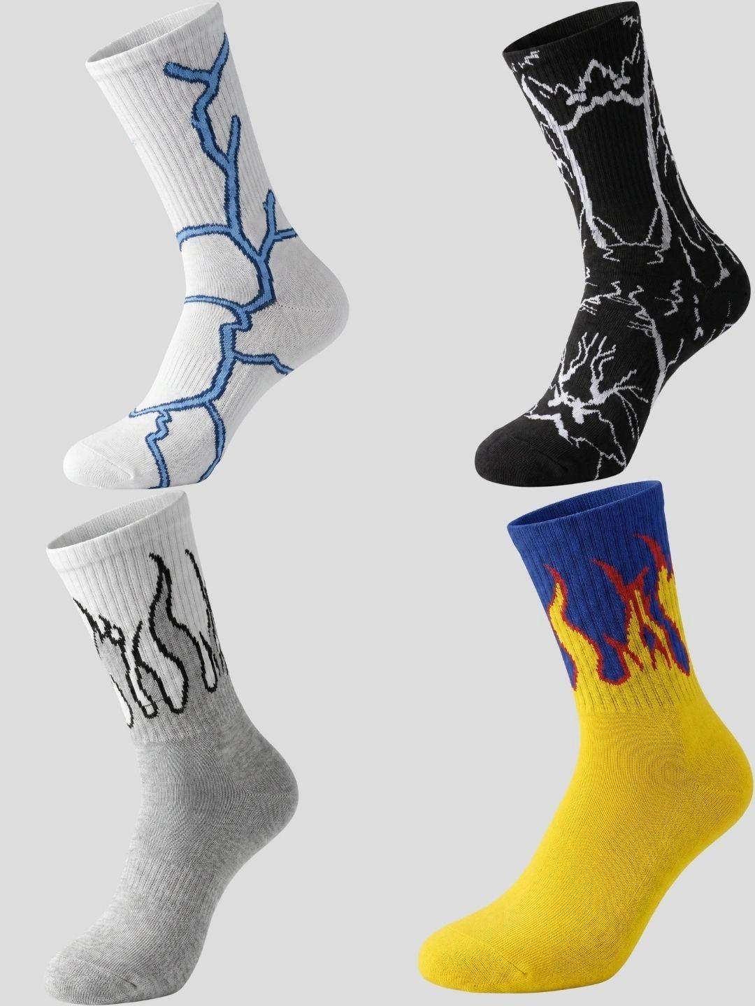 Moda Rapido Men Pack of 4 Cotton Blend Patterned Calf Length Socks