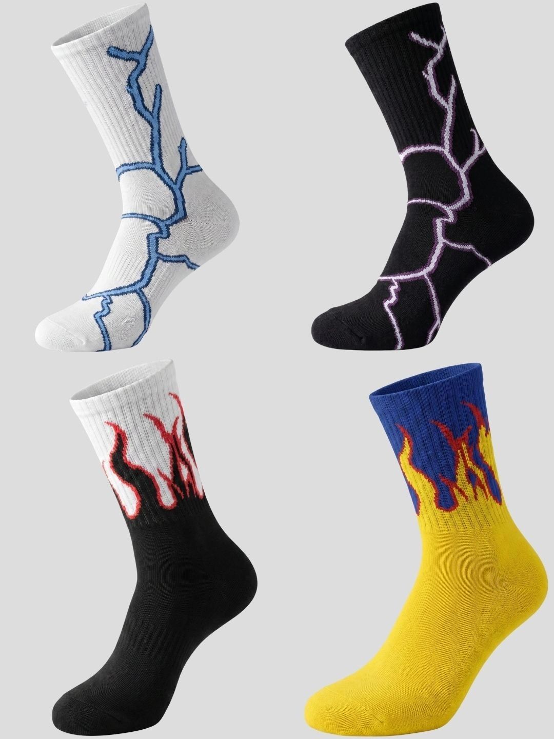 Moda Rapido Men Pack of 4 Cotton Blend Patterned Calf Length Socks