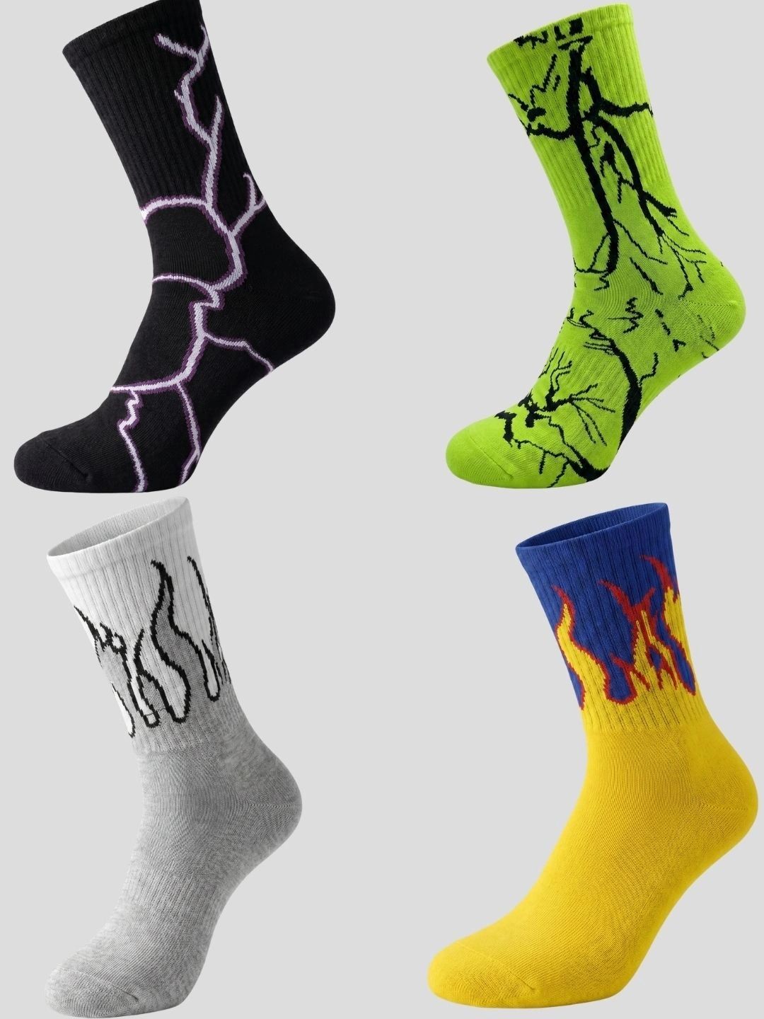 Moda Rapido Men Pack of 4 Cotton Blend Patterned Calf Length Socks