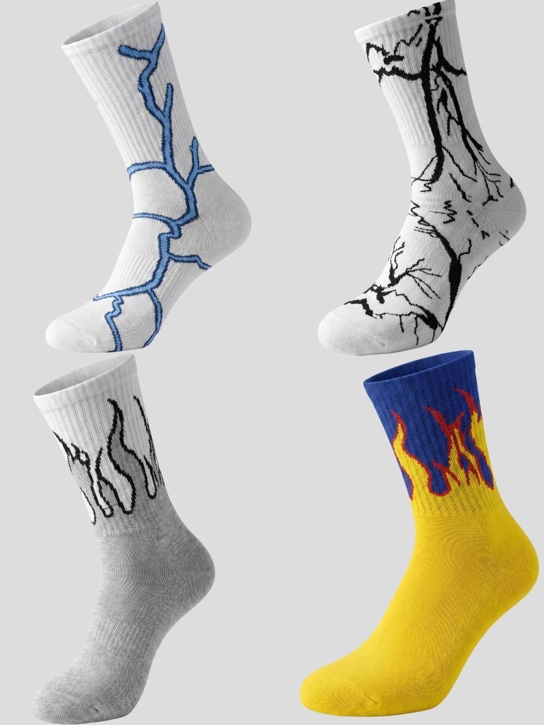 Moda Rapido Men Pack of 4 Cotton Blend Patterned Calf Length Socks