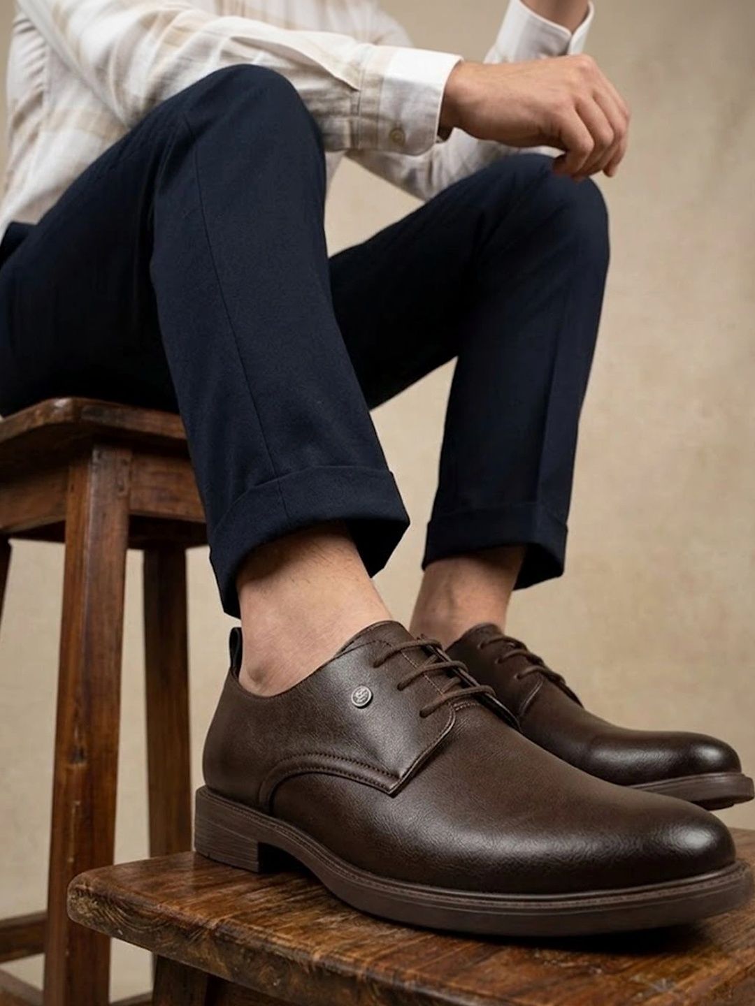 House of Pataudi Men Round Toe Lace-Ups Derbys Formal Shoes