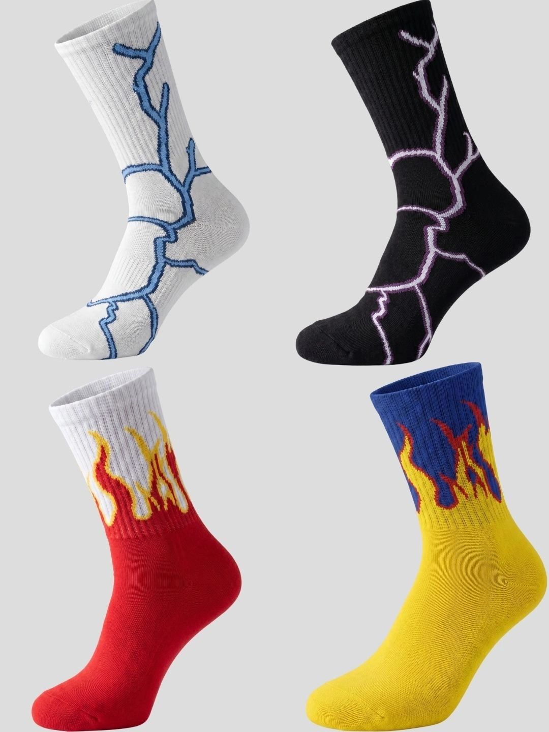 Moda Rapido Men Pack of 4 Cotton Blend Patterned Calf Length Socks