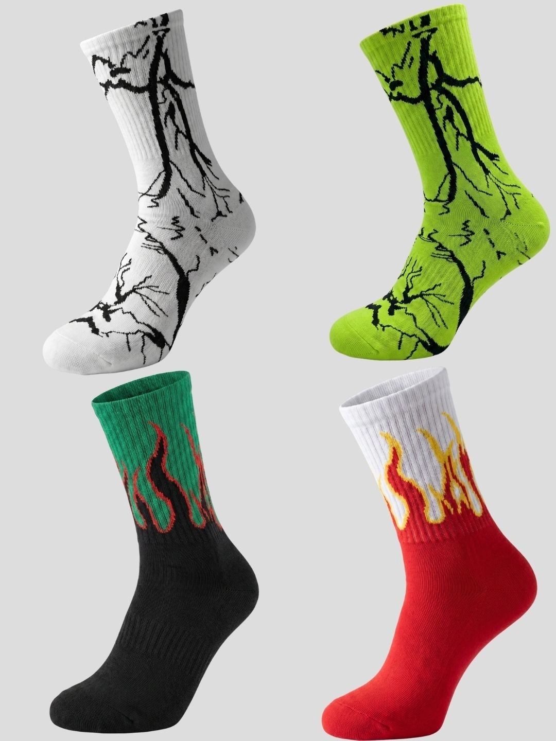Moda Rapido Men Pack of 4 Cotton Blend Patterned Calf Length Socks