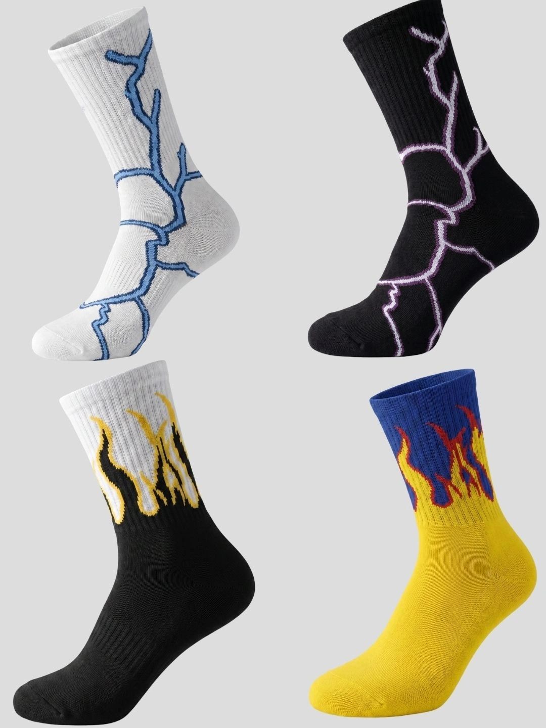 Moda Rapido Men Pack of 4 Cotton Blend Patterned Above Ankle Socks