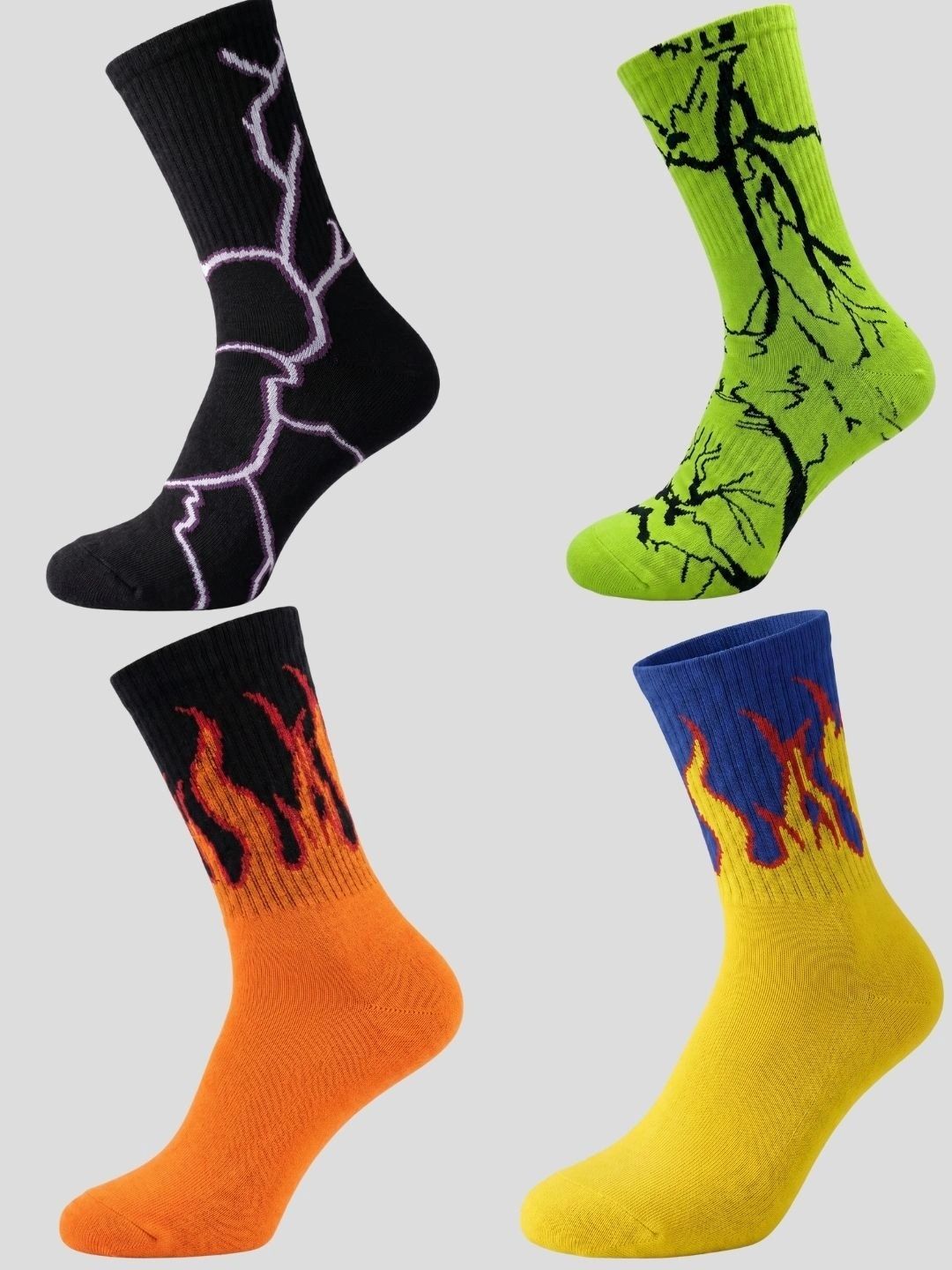 Moda Rapido Men Pack of 4 Cotton Blend Patterned Calf Length Socks