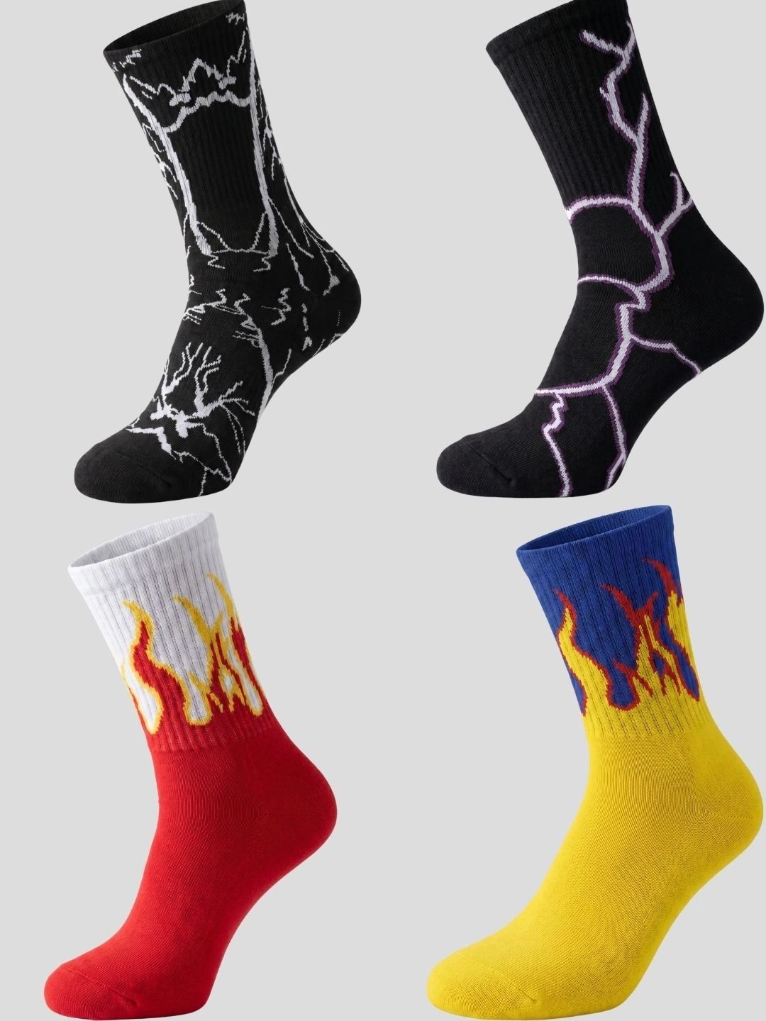Moda Rapido Men Pack of 4 Cotton Blend Patterned Calf Length Socks