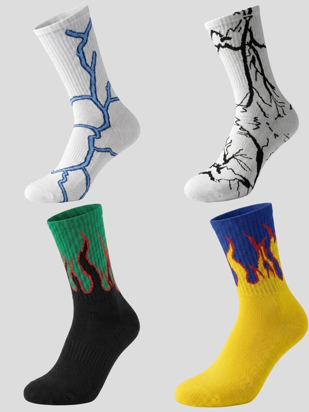 Moda Rapido Men Pack of 4 Cotton Blend Patterned Calf Length Socks