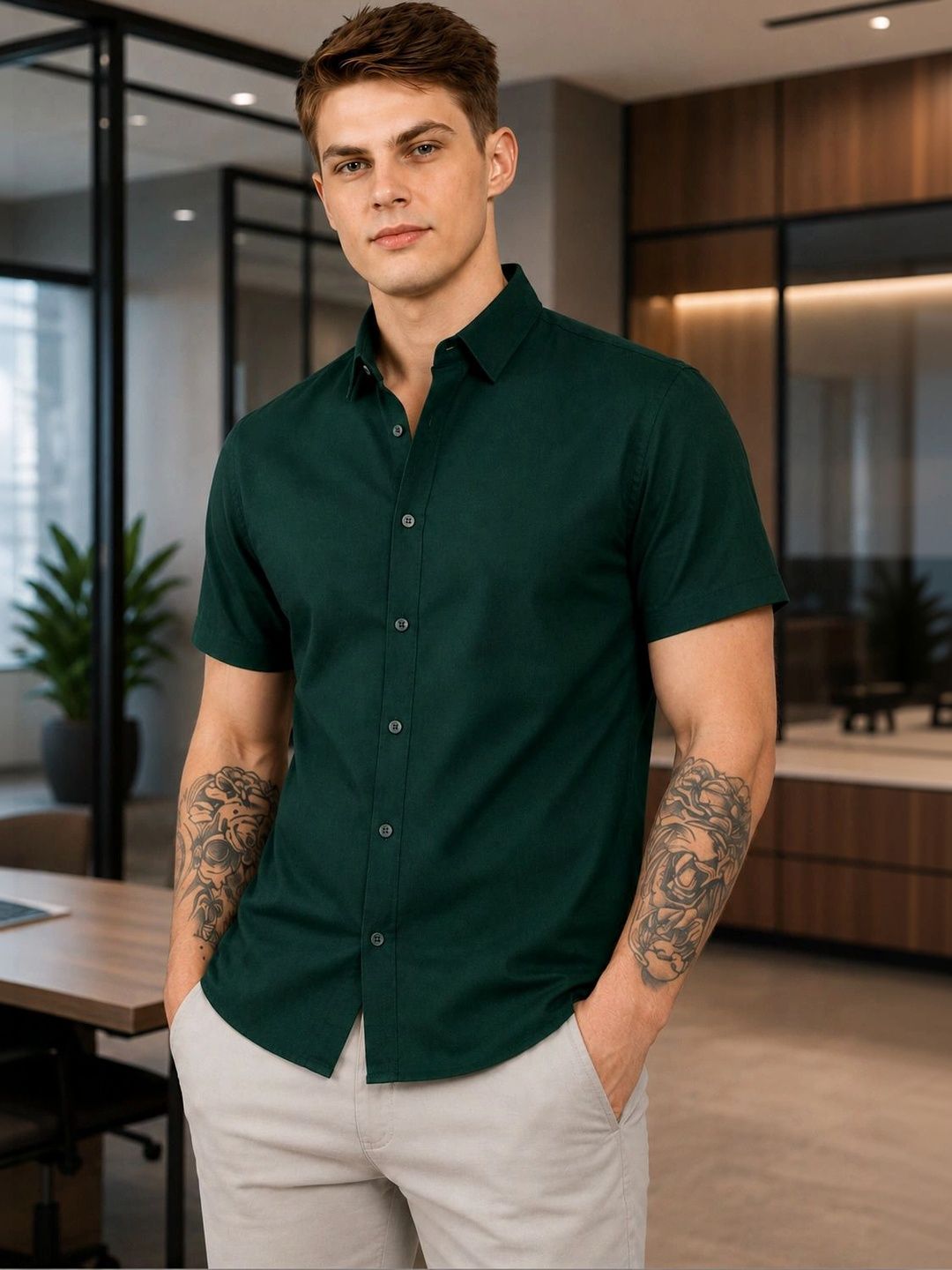 THE BIG ATTIRE Men Classic Casual Shirt