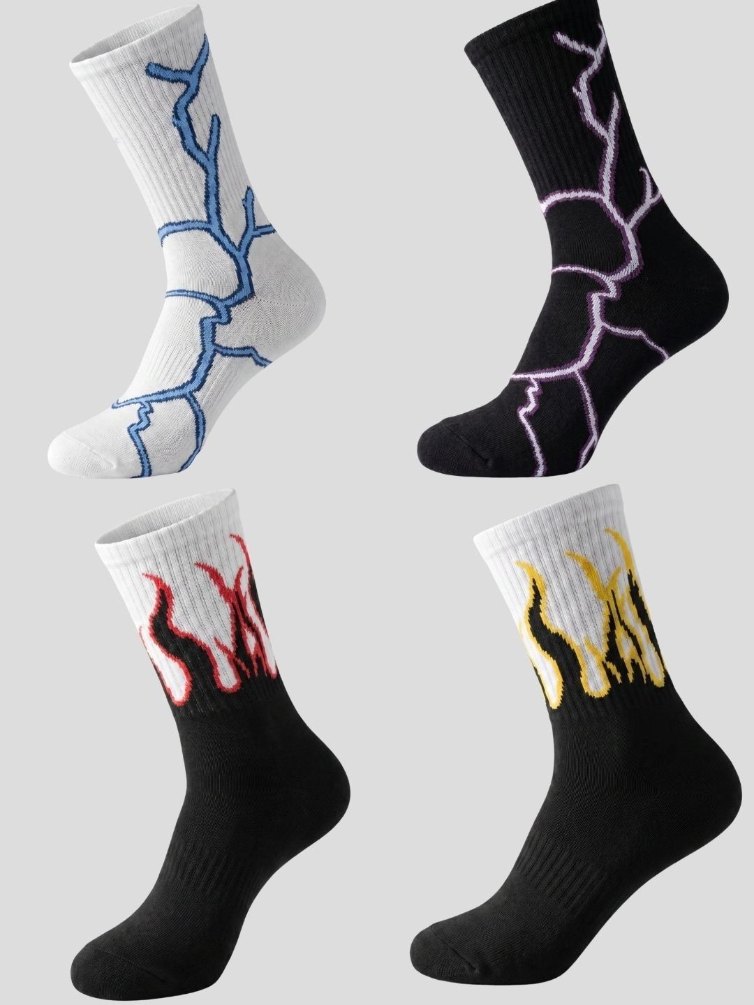 Moda Rapido Men Pack of 4 Cotton Blend Patterned Calf Length Socks