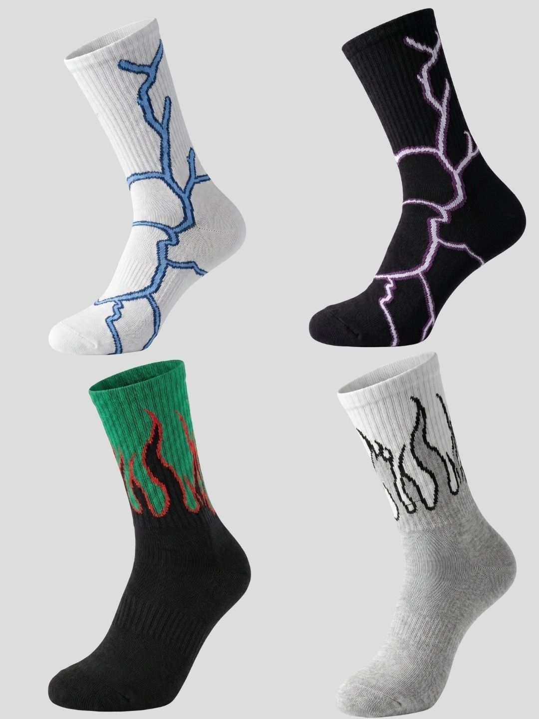 Moda Rapido Men Pack of 4 Cotton Blend Patterned Calf Length Socks