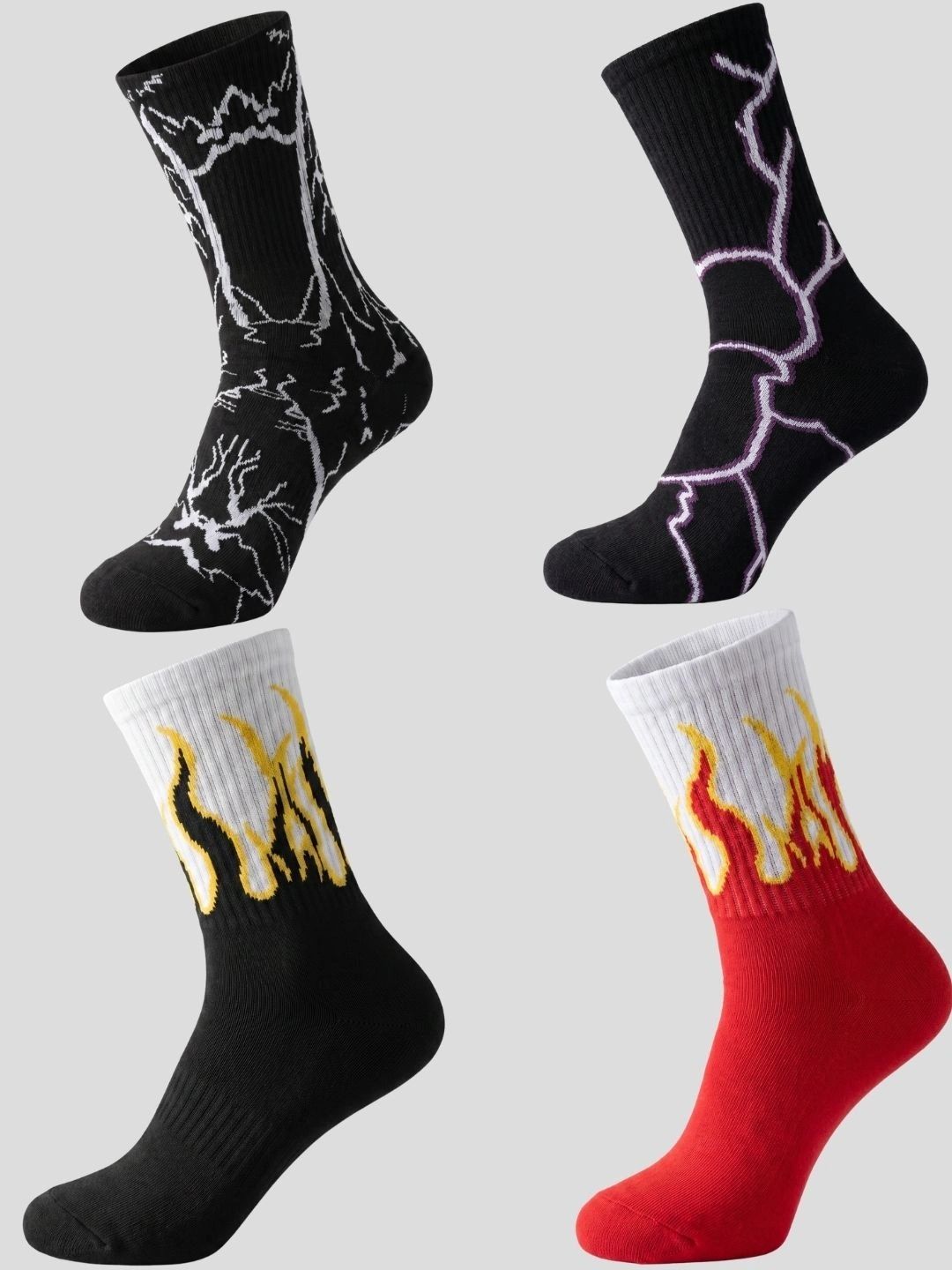 Moda Rapido Men Pack of 4 Cotton Blend Patterned Calf Length Socks