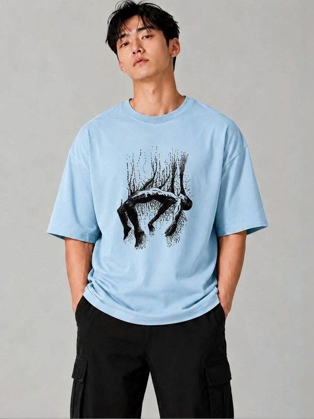 9TUNKI Men Printed Pure Cotton T-shirt
